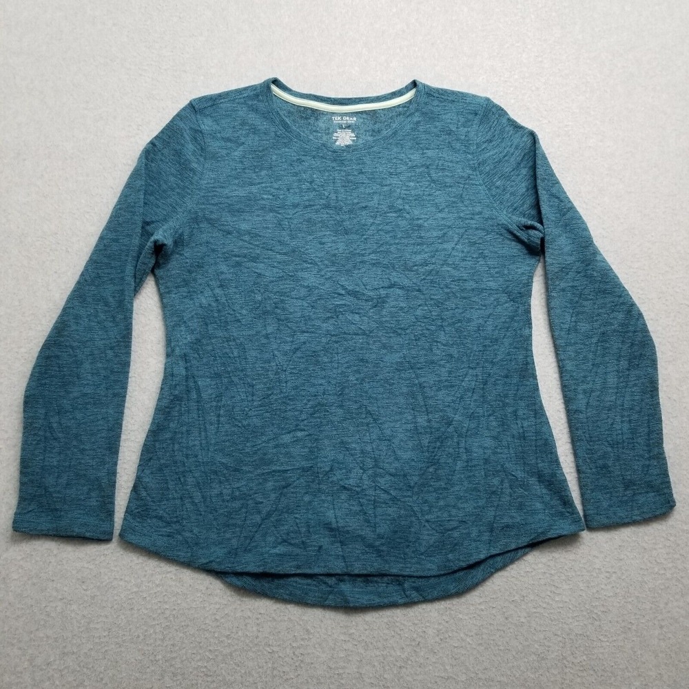 Tek Gear Sweater Womens Large Blue Pullover Sweatshirt Long Sleeve Crew Neck